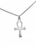 Colgante pequeña cruz egipcia con diseño de Ankh y su cadena de 45 cm de plata maciza 925 con...