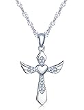 Infinito U - Collares Cruz para Mujer de Plata de Ley 925 Colgante Elegante con Diseño de Corazón,...