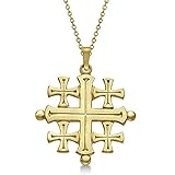 Cruz cruzada de Jerusalén cruzada para hombres o mujeres en oro amarillo de 14 k, colgante cruzado...