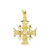 Colgante Cruz Jerusalén Oro Amarillo 18K 17 MM