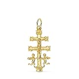 Cruz Caravaca Oro Ley 18K Angeles - 2,4cm. Fabricada y enviada Desde Caravaca. Unisex