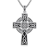Midir&Etain Collar de cruz celta irlandesa de plata de ley 925 con colgante de cruz, joyería...