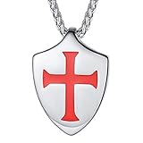 FaithHeart Collar Escudo Cruz Collar Hombre Medieval Acero Inoxidable 316L Talismán Protección...