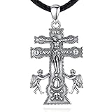 EUDORA Harmony Ball Collar Caravaca Cruz para Mujer Hombre Plata de Ley 925, Amuleto Colgantes...