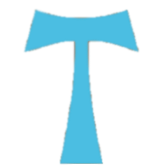 Símbolo del hermanos hospitalarios de san antonio. Una cruz de tau de  color azul perteneciente a los antonianos