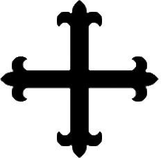 cruz griega negra de calatrava flordelisada en los extremos de sus brazos