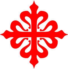 cruz de calatrava de color rojo vivo o gules en terminologia heraldica