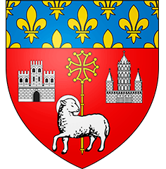 Escudo de la ciudad de Toulouse actual donde podemos ver representada la Cruz de Occitania.