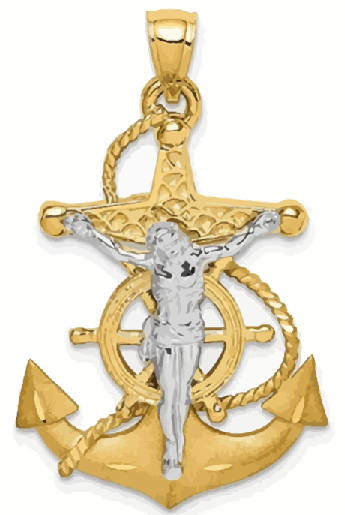 cruz marinera con cristo en el centro